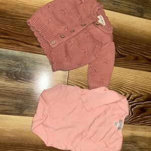 Pink Knit Cardigan and Bodysuit Set